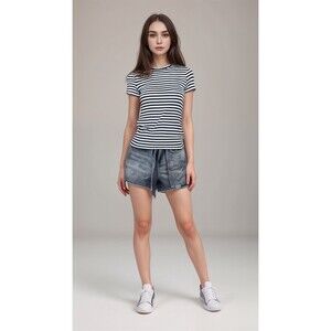 All Saints Shorts Women Sz 27 Paperbag Grey High Rise‎ Elastic Waist Y2K